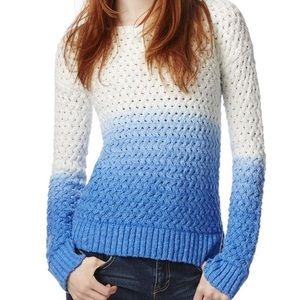 Blue & White Ombré Dip Dye Chunky Knit Sweater